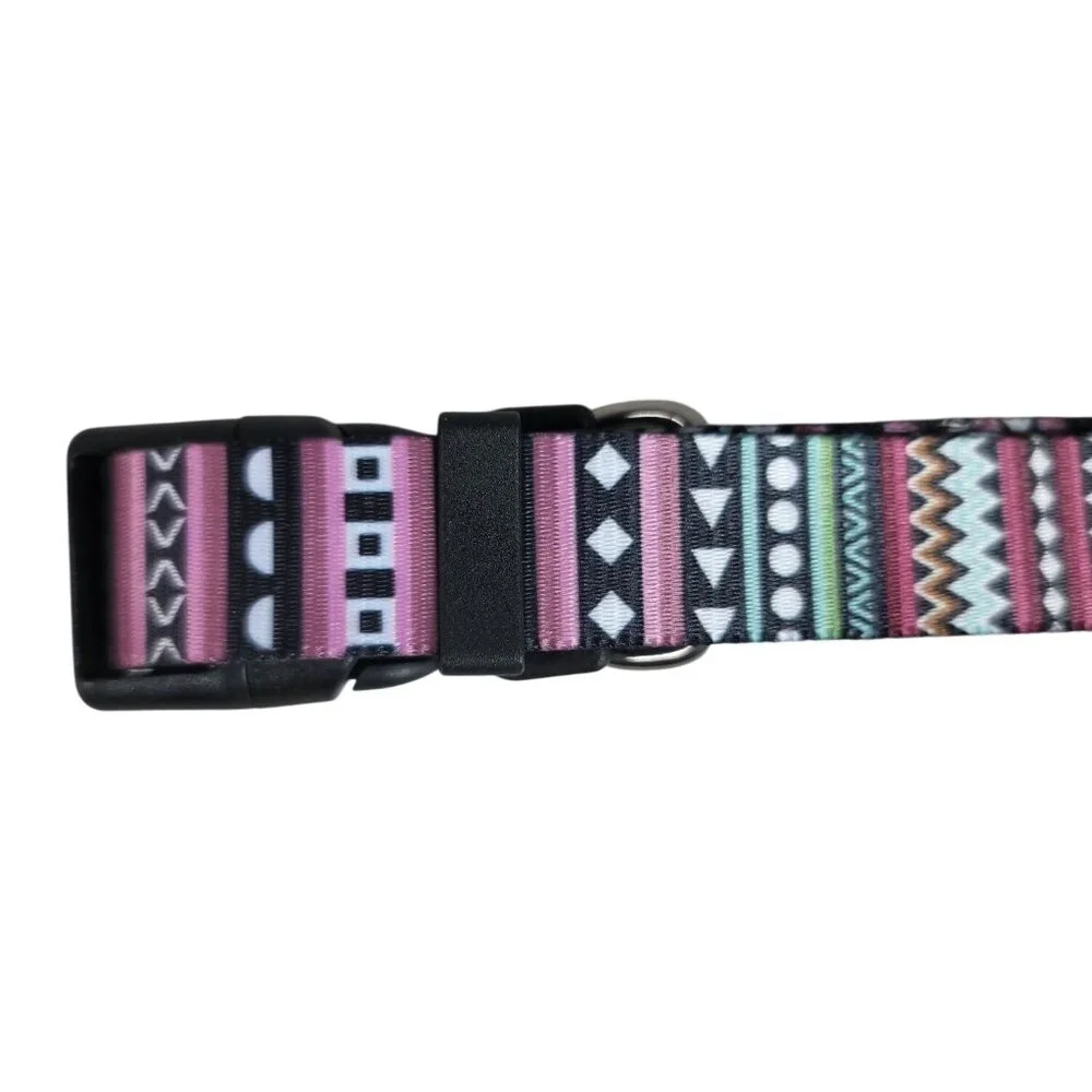Mihqy Dog Collar Bohemian Purple Adj Small Medium Large Dogs Soft Closure NEW